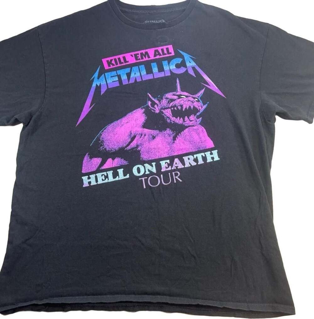 Metallica Kill ’Em All Hell on Earth Tour Graphic T-Shirt Large Black